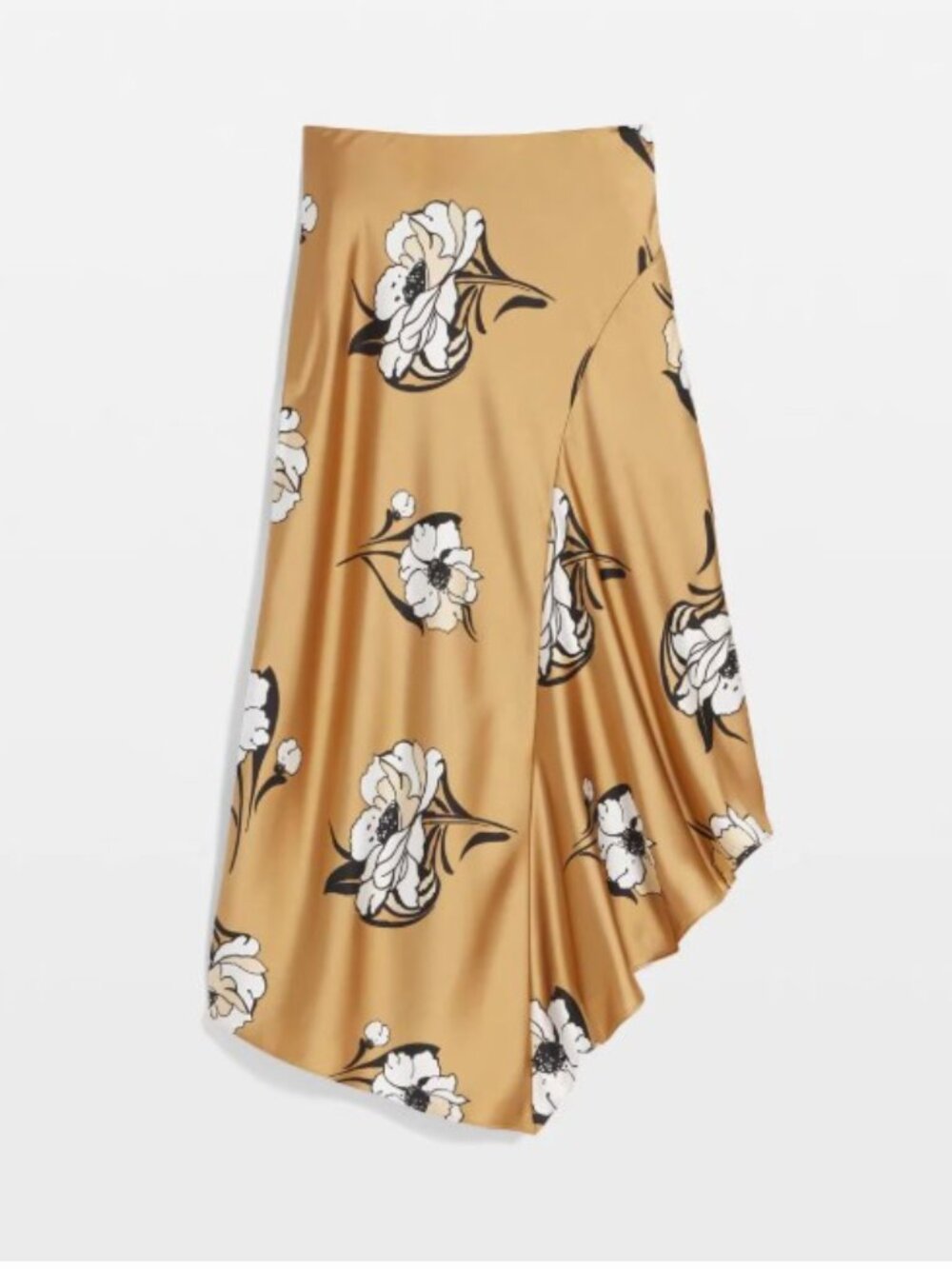 WHBM Floral Satin Midi Skirt Size 2 - Picture 3 of 11